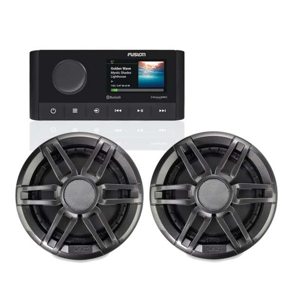 Fusion MS-RA210 DSP Colour Marine Stereo ++ XS 6.5 Inch Sports Grey (No LED) Speaker Bundle
