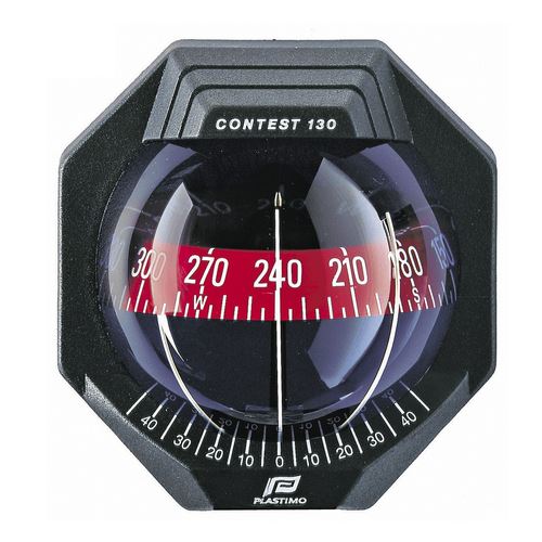 Plastimo Contest 130 Compass Black - Red Card. For Inclined Bulkhead
