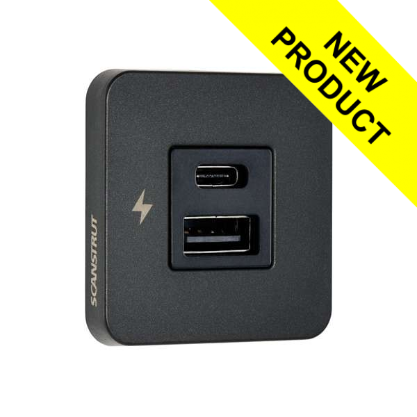 Scanstrut Tile USB-A & C Fast Charging Socket - Matt Black Scanstrut Tile USB-A & C Fast Charging Socket - Matt Black