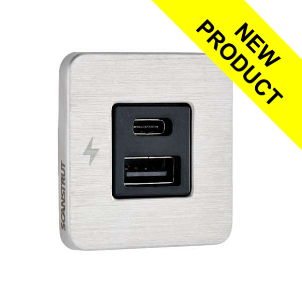 Scanstrut Tile USB-A & C Fast Charging Socket - Stainless Steel Scanstrut Tile USB-A & C Fast Charging Socket - Stainless Steel