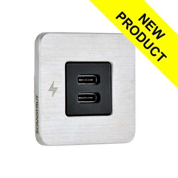 Scanstrut Tile Dual USB-C Fast Charging Socket - Stainless Steel Scanstrut Tile Dual USB-C Fast Charging Socket - Stainless Steel