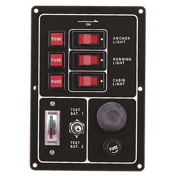 AAA 12V DC 3 Way Switch Panel with Battery Gauge and Horn Button