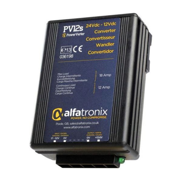 Alfatronix PV12S 24VDC to 12VDC Converter Non-Isolated (Common Earth) - 12A Continuous 18A Intermittent