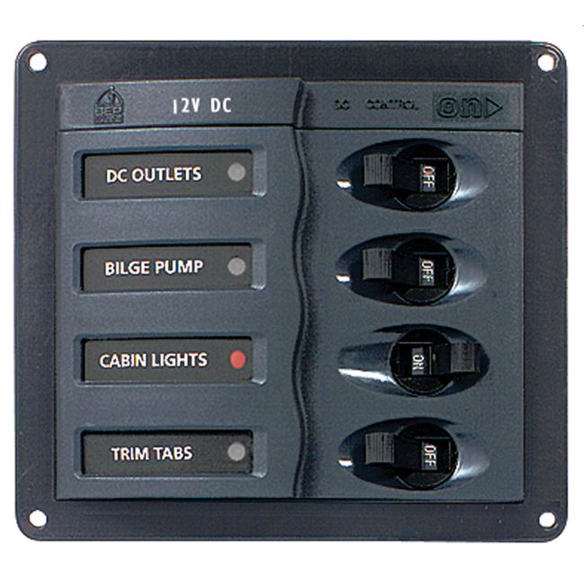 BEP 900DC Circuit Breaker Panel 4Way 12v Square (891000)