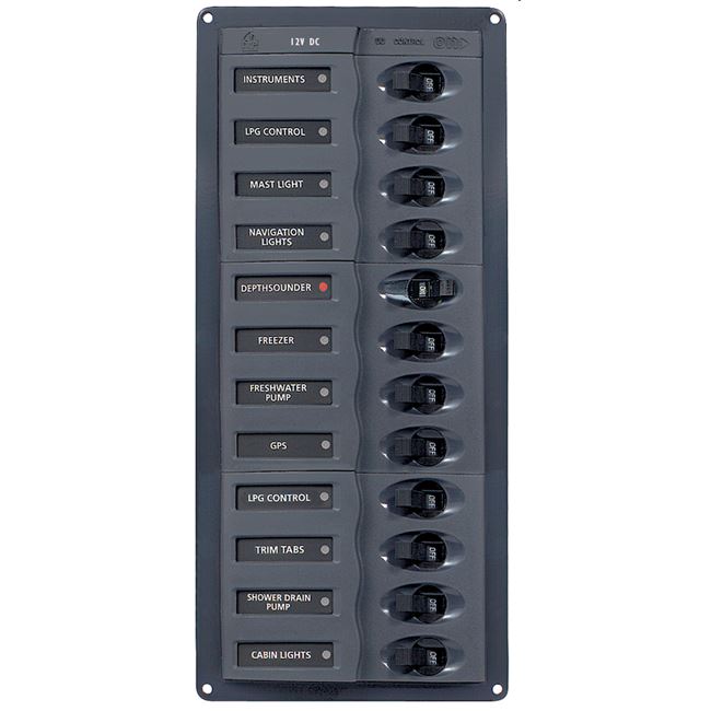 BEP 902NMV Circuit Breaker Panel 12-Way 12v Vertical