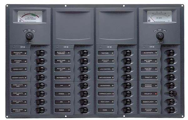 BEP 12v Dc Circuit Breaker Panel 32 Way Horiz A/log Meter (906-AM)