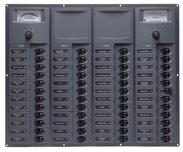 BEP 12v Dc Circuit Breaker Panel 48 Way Square A/log Meter (907-AM)