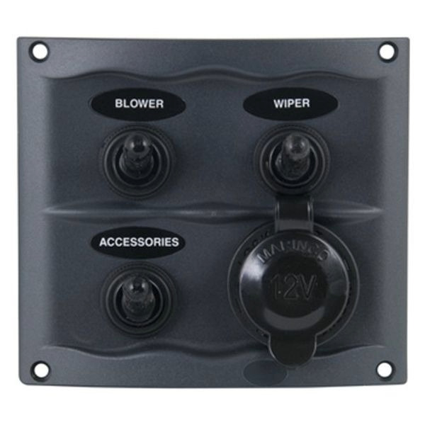 BEP Compact Marine Waterproof Distribution Panel - 3 Switches - Black