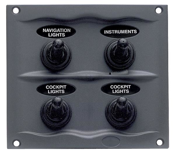 BEP Compact Marine Waterproof Panel  4 Switch Blk (900-4WP)