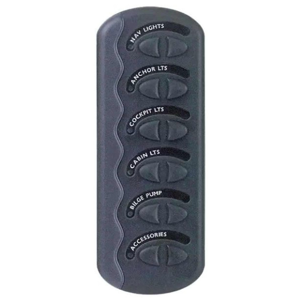 BEP Contour Gen2 6 Switch Panel c/w 3 Fuses - Black
