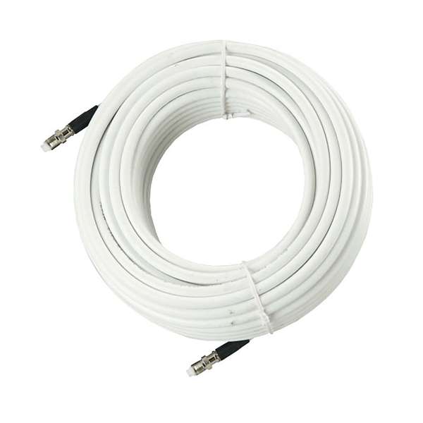 Glomex Rg8X Low Loss Steel Coaxial Cable - 50 Ohms 12M Roll – White – Pre-Installed Fme Connectors