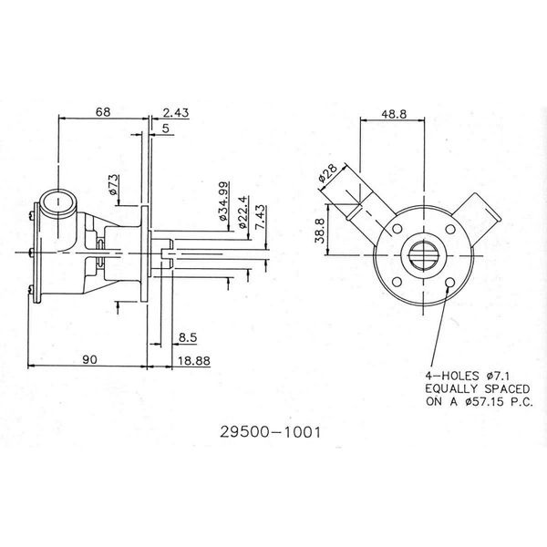 Jabsco 29500-1001 Engine Cooling Pump - Bronze - Size 40 - Flange Mounted - 28mm Hose Ports - Image 4