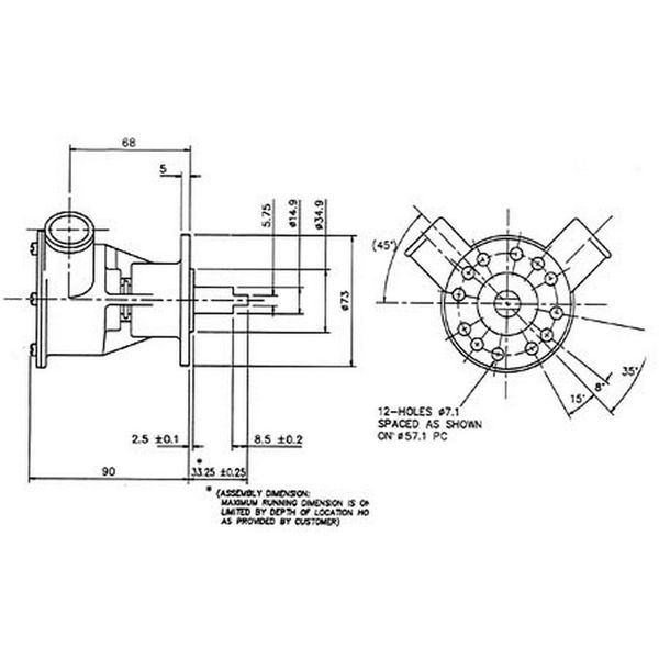 Jabsco 29500-1501 Engine Cooling Pump - Bronze - Size 40 - Flange Mounted - 28mm Hose Ports - Image 2 Jabsco 29500-1501 Engine Cooling Pump - Bronze - Size 40 - Flange Mounted - 28mm Hose Ports - Image 2