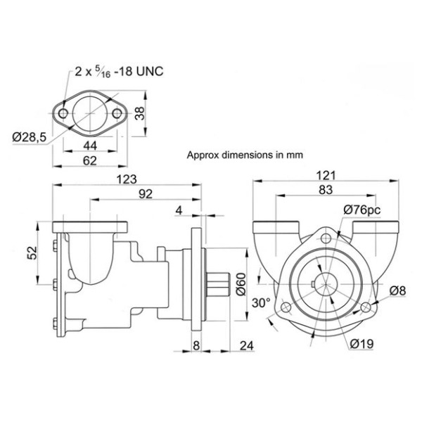 Jabsco 9700-04 Engine Cooling Pump - Bronze - Size 80 - Flange Mounted - 1in Flanged Ports - Image 5