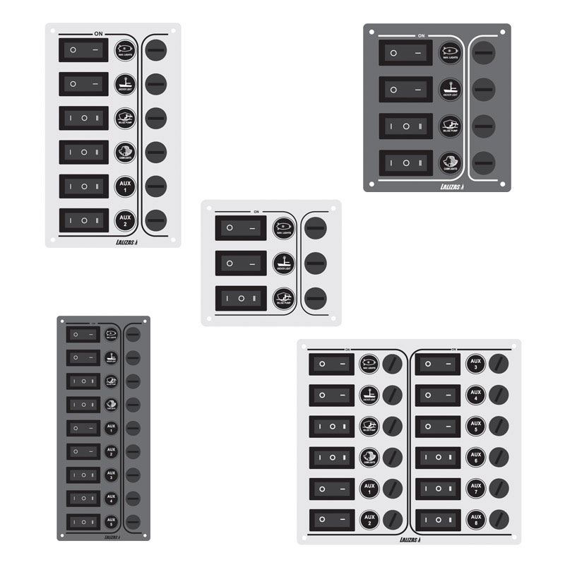 Switch Panel SP6 Ultra. 6 Waterproof Switches. Inox 316. 12/24v