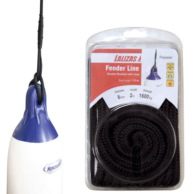 Cabo Fender Line. Double Braided W/ Loop. Diam. 10mm. L 2m. Polyester. Navy Blue