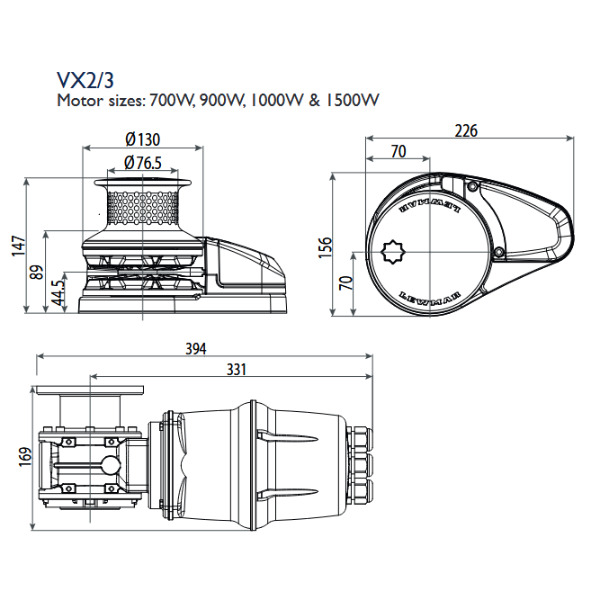 Lewmar VX3 GO Vertical Windlass - 12V / 1500W - 10mm DIN Gypsy - Extended Kit - Image 2