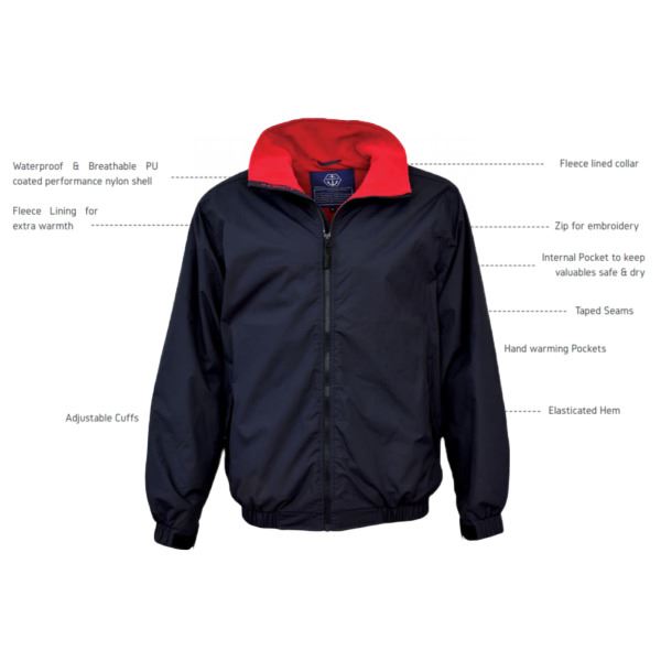 Maindeck Crew Jacket - Size M - Navy / Red Fleece - Image 3