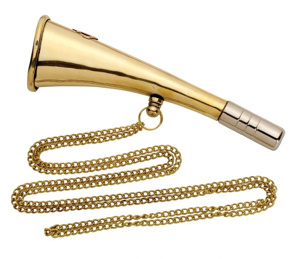 Nauticalia Signal horn with chain- brass- 15cm