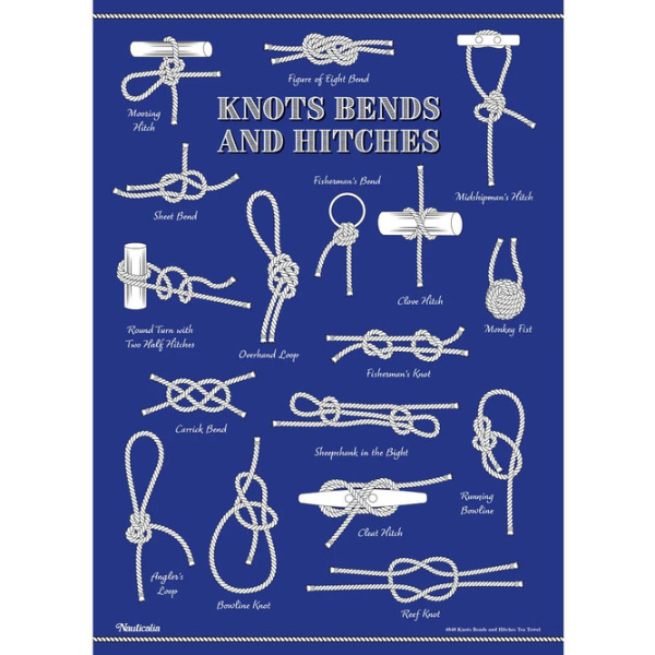 Nauticalia Tea Towel - Knots, Bends and Hitches - 70x50cm Nauticalia Tea Towel - Knots, Bends and Hitches - 70x50cm