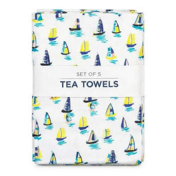 Sailing Boats Tea Towel- 71x51cm - 5 Pack
