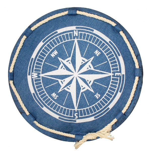 Nauticalia Cushion with Compass Design. denim. 40cm