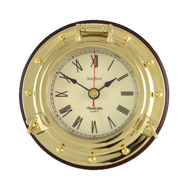 Nauticalia Anchor Porthole Clock Paperweight. 10cm