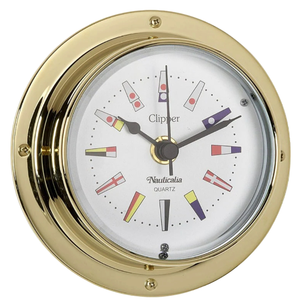 Nauticalia Clipper Code Flag Clock - QuickFix - Brass - 4.5 Inch