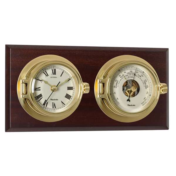 Nauticalia Riviera Clock and Barometer Set - Brass - 13 x 6.75 Inch