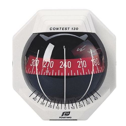 Plastimo Contest 130 Compass White - Red Card. For Vertical Bulkhead
