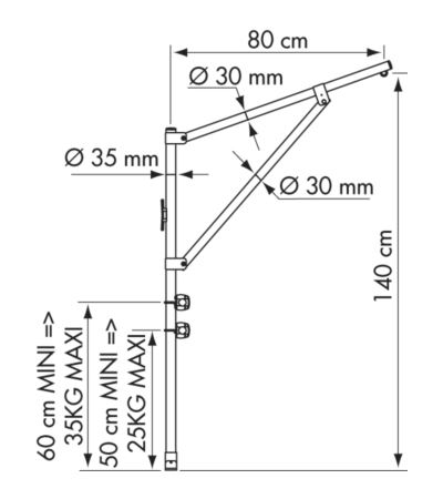 Plastimo Cargo Boom Dimensions