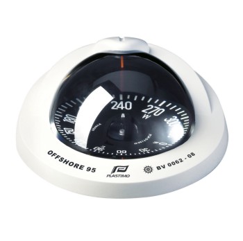 Plastimo Offshore 95 Compass White with Black Flat Card. Flush Mount