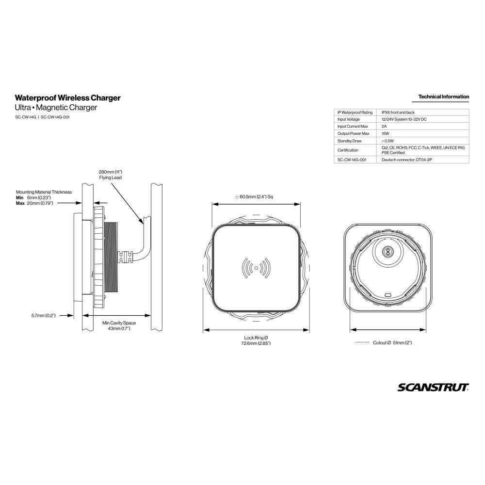 Scanstrut Wireless - Ultra 15W Qi2 Magnetic Waterproof iPhone Charger 12/24V - Image 4