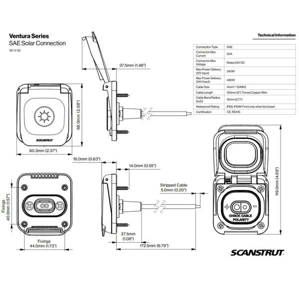 Scanstrut Ventura Series SC-V-S2 - SAE Solar Connection - Image 5