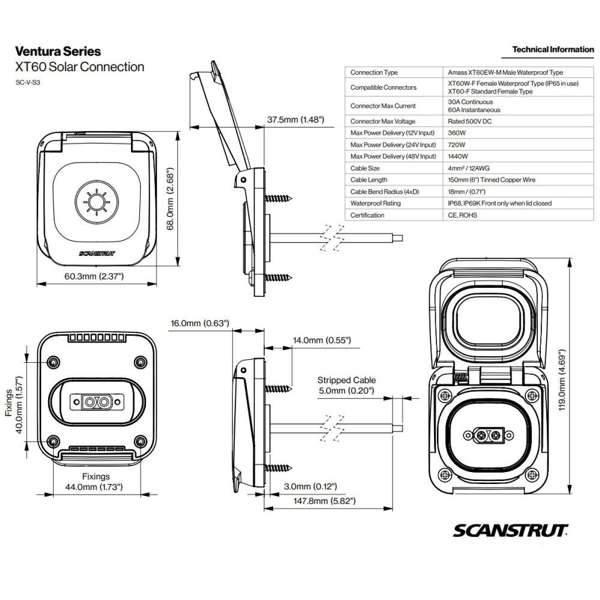 Scanstrut Ventura Series SC-V-S3 - XT60 Solar Connection - Image 5
