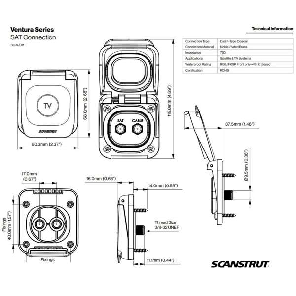 Scanstrut Ventura Series SC-V-TV1- SAT Connection - Image 5