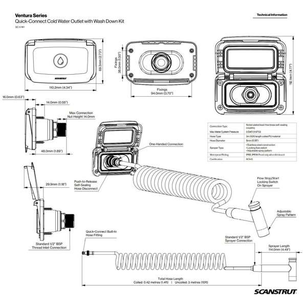 Scanstrut Ventura Series SC-V-W1 - Cold Water Outlet & Wash Down Kit - Image 5