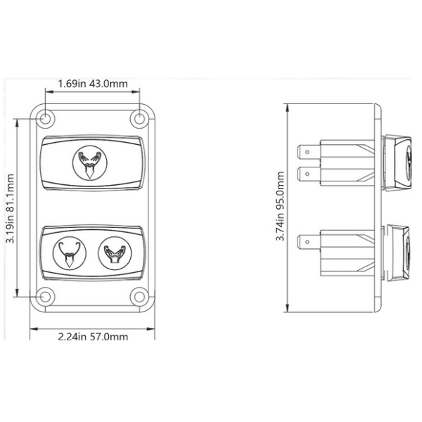 SeaFlo SP01503 Quiet Flush Toilet Switch Panel - 12V / 24V - Image 3