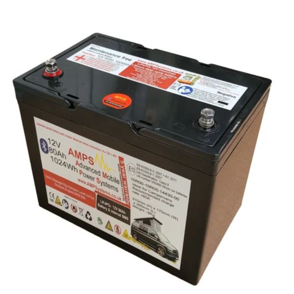Sterling AMPS AL1280 LiFePO4 Lithium Battery c/w BT BMS - 12V / 80Ah  (AL1280)