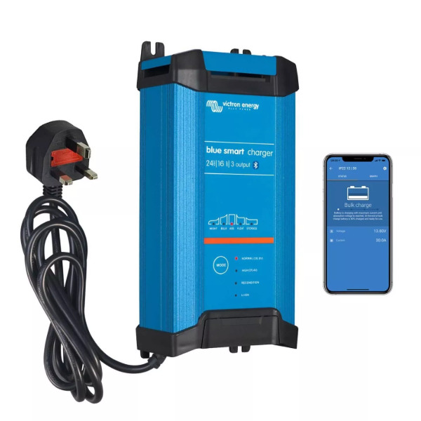 Victron Blue Smart Battery Charger - 24V/16A - 3 Out - 230V / IP22 - UK Socket